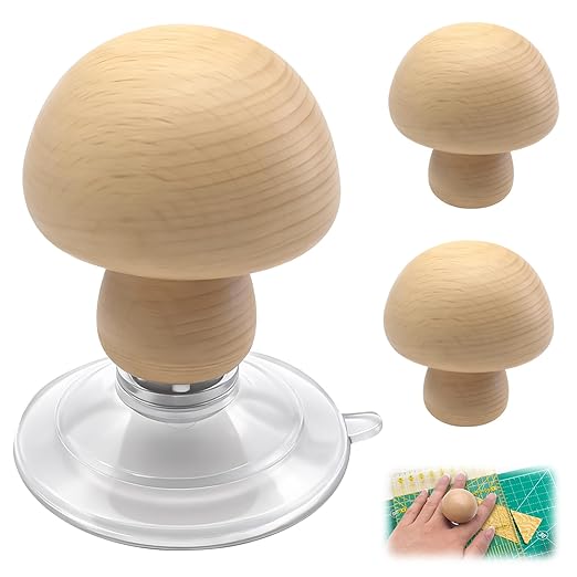 2 Pcs Ruler Knob - Wooden Handle, Ruler Grip Handle with Strong Suction Cup Grip – Comfortable Quilting Ruler Holder for Patchwork for Quilters Sewists & DIY Enthusiasts