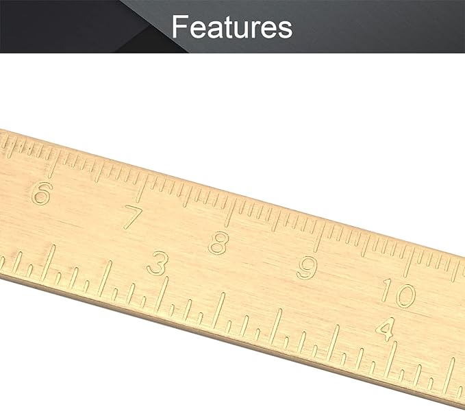 Utoolmart Brass Straight Ruler, 15cm / 5.9-inch Double-Sided Scale Ruler, Measuring Tool for Engineering Office Architect and Drawing 1 Pcs