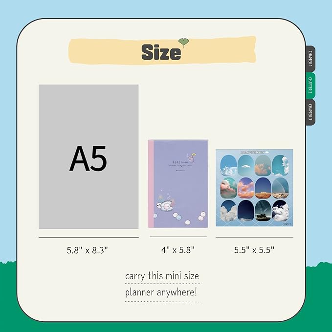 Kawaii Mini Korean Weekly Undated Planner + 1 dalgaru sticker sheet - 128 pages, Soft PVC Cover Cute Small stationery for school, academic, teens, women, girls (Carrot Cake (Yellow))
