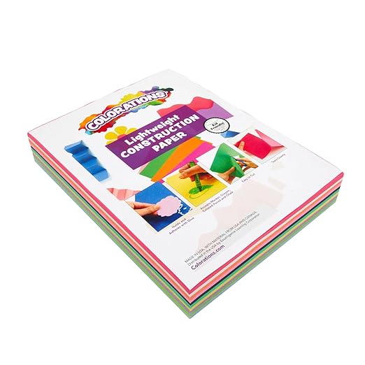 Colorations Lightweight Construction Paper, Value Pack, 10 Colors, 300 Sheets with Bonus Stencil, Everyday Use, Classroom Supplies, Daycare Supplies, Pre-School, at Home use
