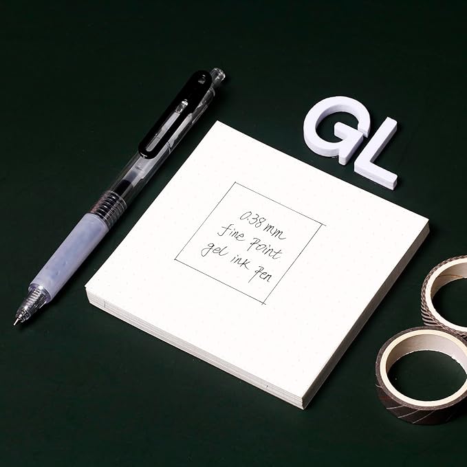 Black Gel Pens 6 Pack, Ultra Fine Point 0.38mm, No Bleed Pens for Journaling Note Taking