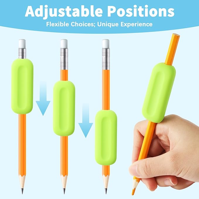 QOUBAI 6 Pcs Silicone Weighted Pencil Grips for Kids Adults Handwriting Aid Improve Penmanship with Autism ADHD Dyspraxia Fine Motor Skills Writing Posture Correction Tools for Classroom (Colorful)