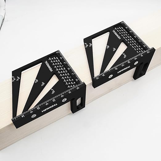 Multi-Angle Measuring Ruler,3D Woodworking Square, 22.5-90 Degree Aluminum Alloy Protractor for Precision Carpentry, Engineering & DIY Projects, Laser Etched, Durable, Portable - Black