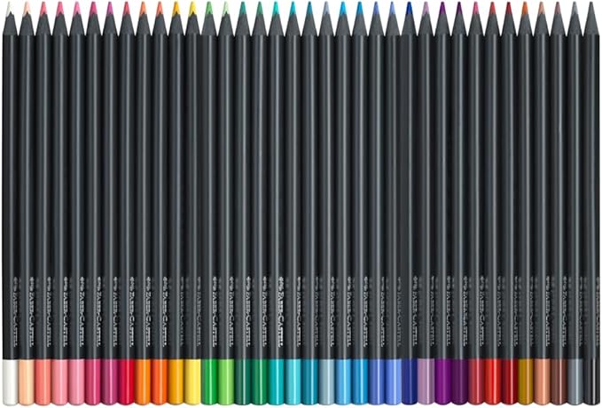Faber-Castell Black Edition Colored Pencils - 36 Count, Black Wood and Super Soft Core Lead, Neon and Pastel Color Pencil Set, Spring Craft Supplies & Colored Pencils for Adult Coloring Book