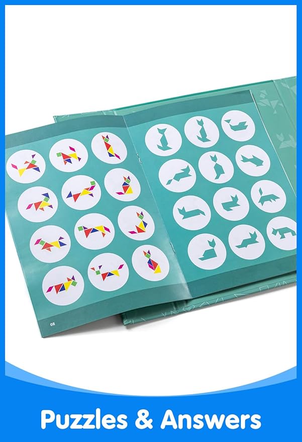 Magnetic Travel Tangram for Kids - 2 Sets Tangrams Puzzles - Creative Magnetic Puzzles and Brain Stimulating Toys, Busy Travel Toys for Car, Cruise & Airplane Rides