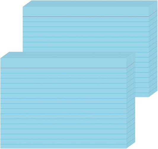 Blue Ruled Index Cards 5x7 Inch - 50 Pack Study Flash Cards for School, Office & Home Organization, Durable Note Cards with Lines