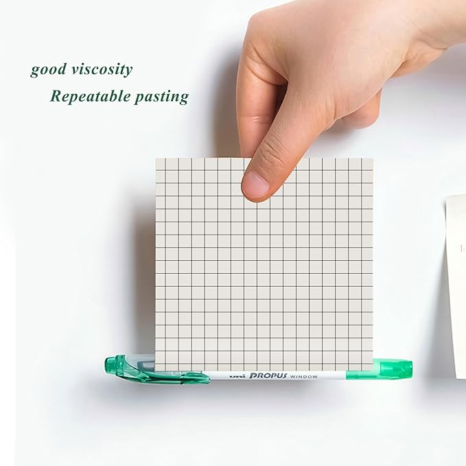 NatureTouch Sticky Notes 6 Packs, 3 x 3 Inches Adhesive Self-Stick Notes in Eye Protection Paper, Multiple Designs of Memo Pads for Reminders, Office, Home, School, Meeting, 80 Sheets/Pad，White，Grid