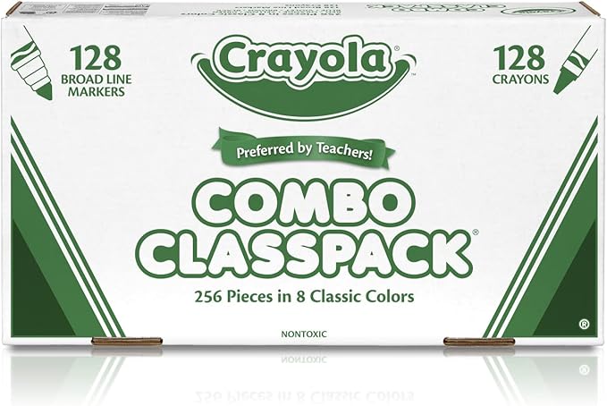 Crayola Crayons & Washable Markers Classpack (256ct), Teacher Classroom Must Haves, Bulk Markers for Kids, Art Supplies for Preschool & Kindergarten