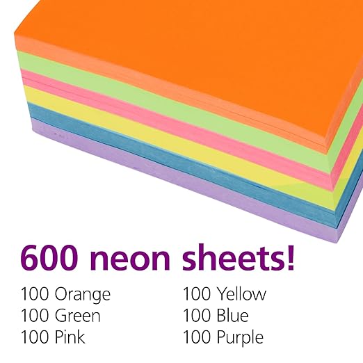 Colorations Neon Lightweight Craft Paper - 600 Sheets