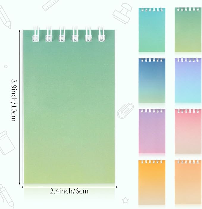 Hooqict 24 Pack Pocket Notebook Mini Notebooks Party Favors Small Spiral Notepads Mini Journal Bulk Pocket Notepad Memo Writing Pads for Classroom School Office Supplies, 3.9 x 2.4 Inches