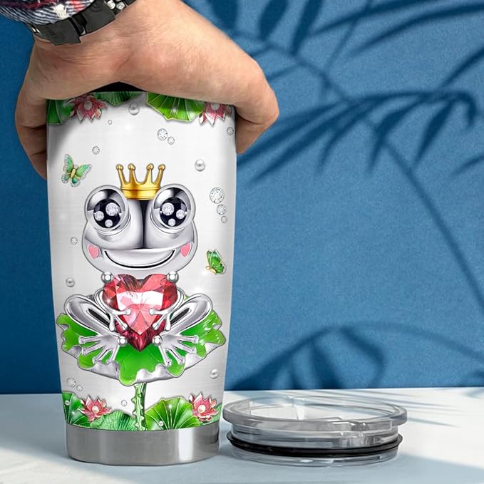 SANDJEST Frog Gifts for Women Girls Frog Tumbler 20oz Jewelry Drawings Stainless Steel Insulated Tumblers Coffee Travel Mug Cup Gift for Birthday Christmas