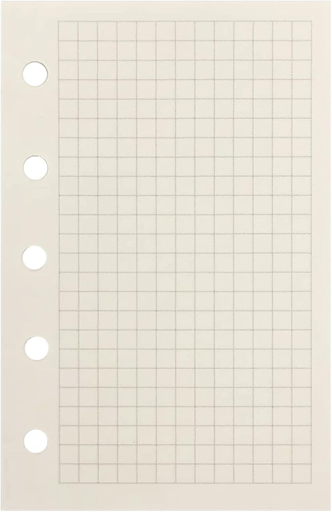 Zelten 3 Pack A8 120 Sheets/240 Pages Squared Loose Leaf Punched Paper Refills Paper for 5 Hole Binder Personal Organizer Diary Notebook Refillable Planner