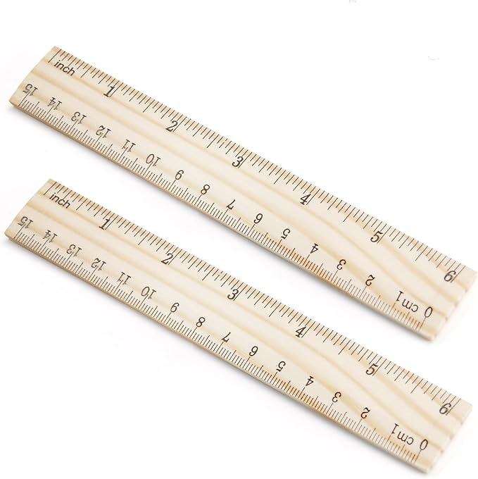 Utoolmart 2 Pcs Wooden Straight Ruler, 15cm / 6-inch Double-Sided Scale Ruler, Measuring Tool for Engineering Office Architect and Drawing