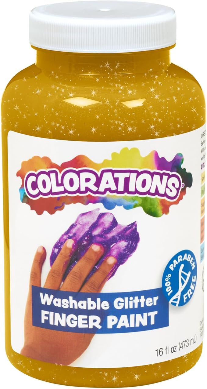 Colorations Washable Glitter Finger Paint, Yellow - 16 oz. (Item # GLFPYE)