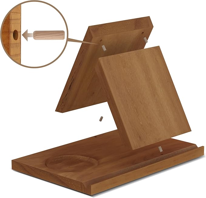 LITIVY Wooden Triangle Bookmark, Small Bookshelf with Drink Holder, Wood Book Reading Rest with Slotted, Book Corner Display Triangle Book Holder (Brown)