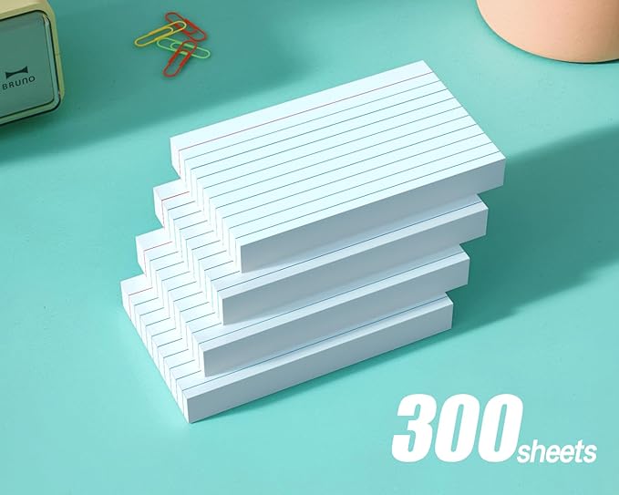 YIZUUN Index Cards 3x5, 300 Pack, Heavy Ruled Index Cards, Notecards 3x5 Lined, Flash Cards for Studying, Note Cards for Office, Home and School, White, 4 Packs of 75 Pack