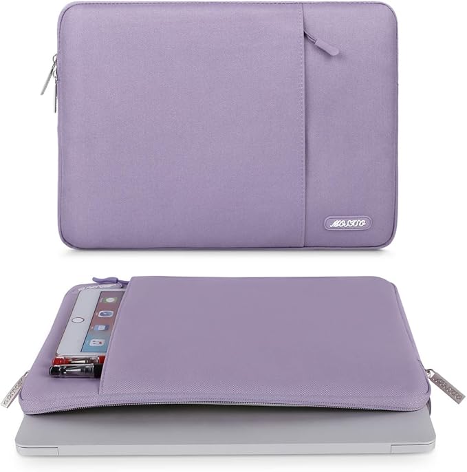 MOSISO Laptop Case 13.3 inch, 13-13.3 inch Laptop Sleeve Compatible with MacBook Air/Pro 13/Pro 14 M5 M4 M3 M2 M1, HP Dell ASUS Lenovo,Polyester Vertical Computer Sleeve Bag with Pocket, Purple