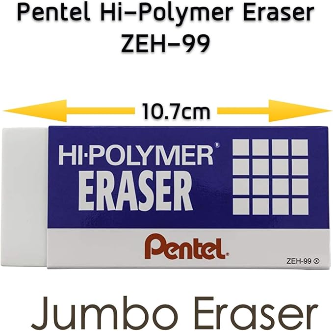 Pentel Hi-Polymer Block Eraser, Super XL White, 8-Pack (ZEH-99)