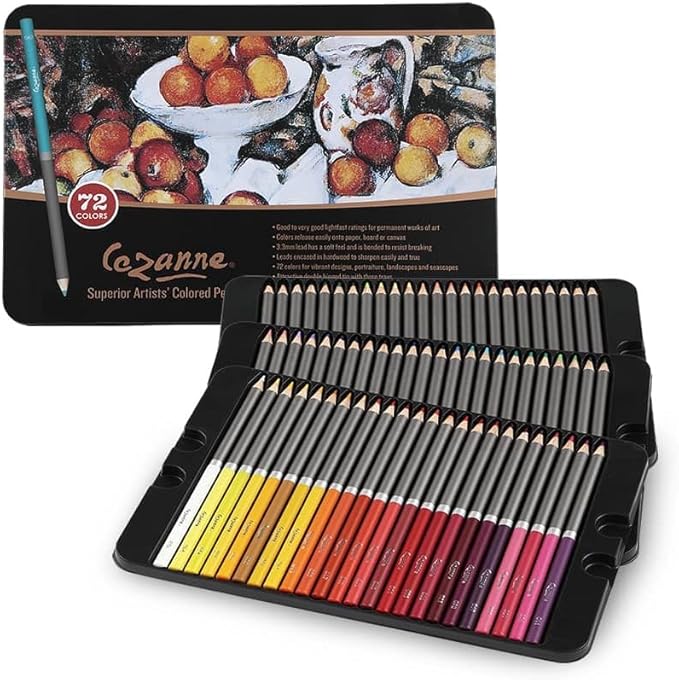 Cezanne Premium Colored Pencil Set With 6pk Colorless Blenders - Soft Wax Core Colored Pencils for Drawing, Blending, Coloring, Professional Artists & More! - 72-Count