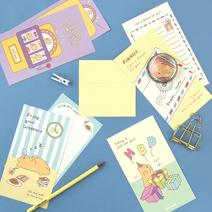 Monolike Storytown Momo Mini Letter Paper and Envelopes Set - 8Type, 32 Letter Paper + 16 Envelopes