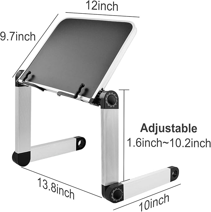 Book Stand Laptop Stand Adjustable Book Holder Tray with Page Paper Clips Ergonomic Multi Heights Angles Adjustable Cooking Bookstands for Textbook Recipe Magazine Laptop Tablet Portable