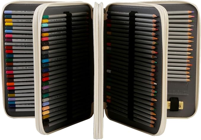 Portable Colored 200 Slots Pencil case Organizer with Printing Pattern for Watercolor Pens, Pencil Case Organizer for Artist
