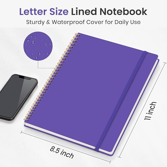 Taja Large Spiral Lined Notebook for Work, Journal for Women & Men