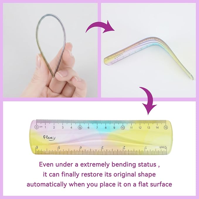Grevosea 2 Pieces Flexible Rulers 6inch Plastic Ruler with Centimeters and Inches Soft Bendable Ruler for Kids and Adults School Classroom Office Supplies Measuring Tools (Green)