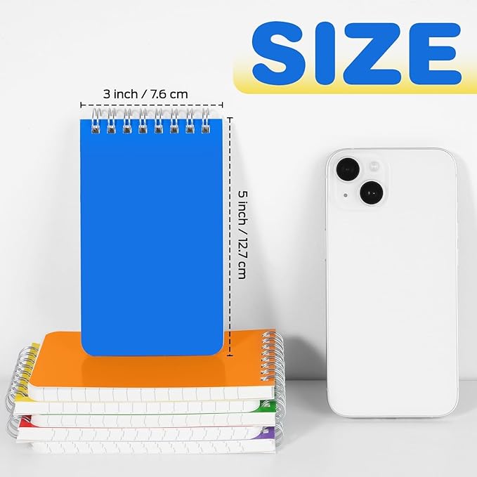 Pocket Notebook Bulk 3x5 Inch, 60 Packs Mini Top Bound Spiral Notepad with Lined Pages, Memo Pads 6 Colored 60Sheets/120Pages (80GSM), Small Notepads for Office, Work, College, Home, Travel