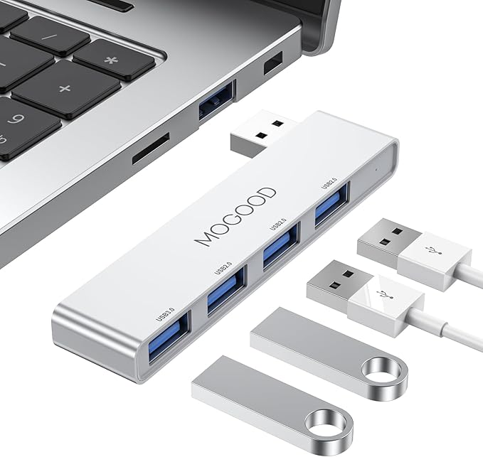 MOGOOD USB 3.0 Splitter Ultra-Slim Data Hub - Multi Port Expander for Laptop, PC, Mac, Printer, Flash Drive, Mobile HDD