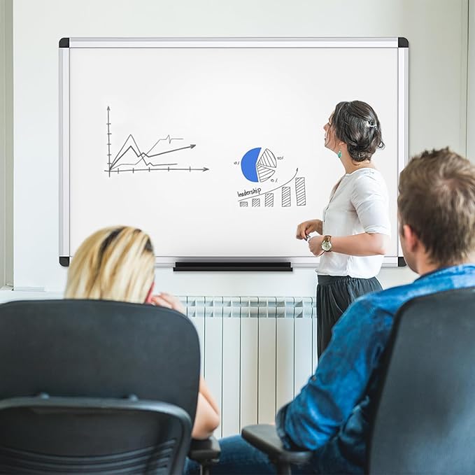 VIZ-PRO Magnetic Dry Erase Board, 24 X 18 Inches, Silver Aluminium Frame (Pack of 3)
