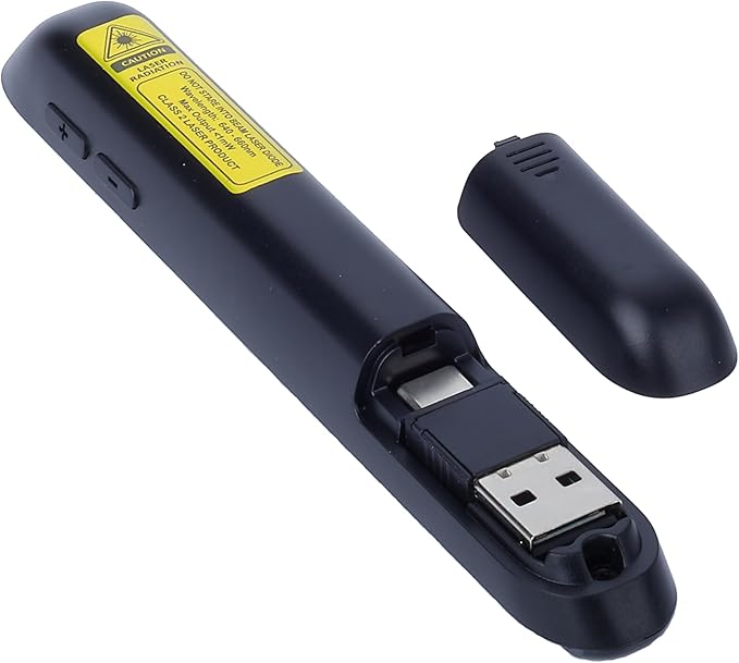 Wireless Presenter with Red Light, 2.4G USB & Bluetooth Presentation Clicker, Rechargeable via Type-C, 165ft Range, Compatible with PowerPoint/Keynote for Windows/Mac/Linux/Android (Black)