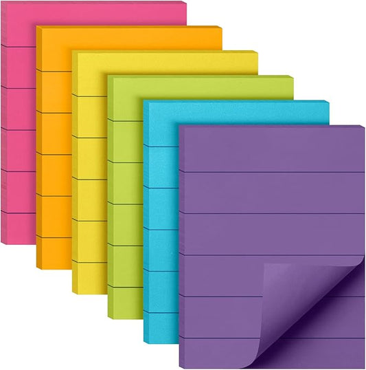 Mr. Pen- Small Lined Sticky Notes, 1.5" x 2", 6 Pads, 60 Sheets/Pad, Vibrant Color, Small Sticky Notes with Lines, Ruled Post Stickies, Memo Pads, Self-Stick Note Pad for Office, School, Home, Study