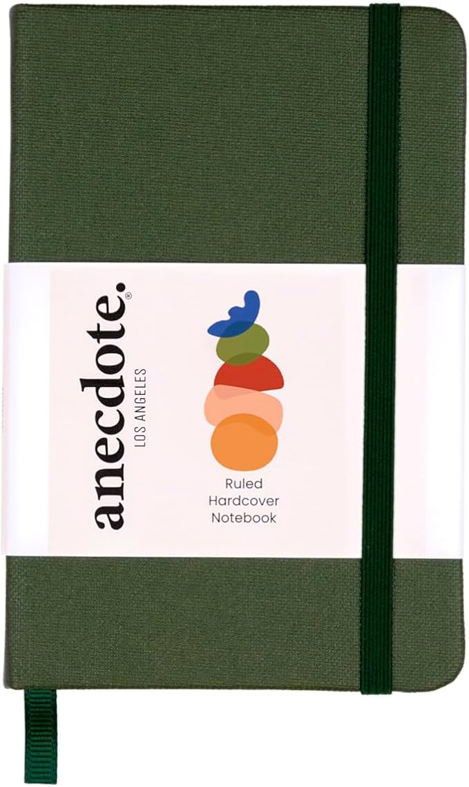 ANECDOTE. Small Journal Notebook for Men & Women, 192 Pages | Thick 80 GSM Lined Paper| Hardcover (5.5"x3.5" Pocket Size) | Daily Journaling Diary for Work, Travel, School & Office Use (Evergreen)