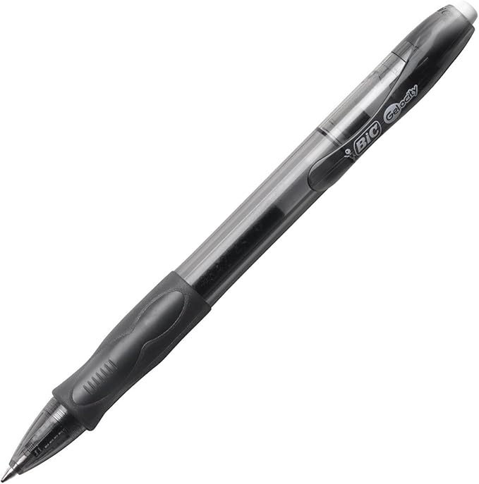 BIC Gelocity Original Black Gel Pens, Medium Point (0.7mm), 2-Count Pack, Retractable Gel Pens With Comfortable Grip