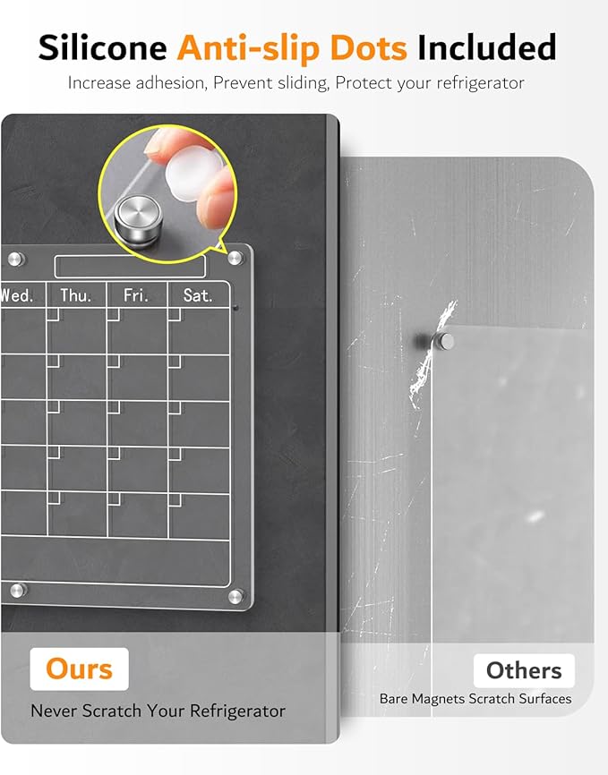 Magnetic Acrylic Calendar for Fridge,1 Pack 11"x15" Clear Fridge Calendar Dry Erase Magnetic Planning Boards Set(Monthly Planner_1)