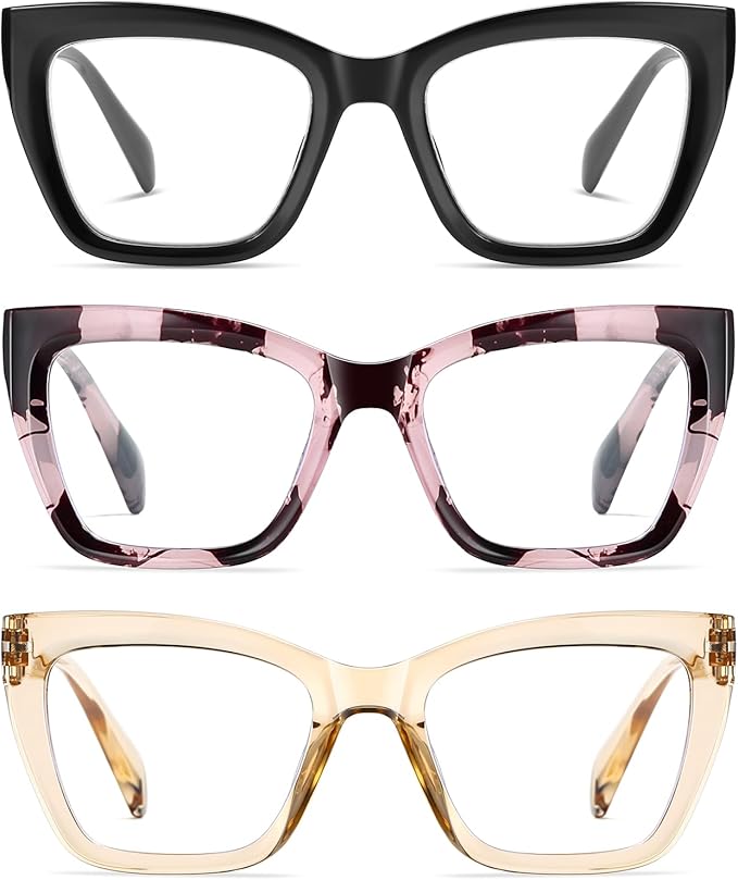 LKEYE Oversized Reading Glasses Women Men Oprah Style Blue Light Blocking Computer Square Reader Spring Hinge Eyewear LK6085