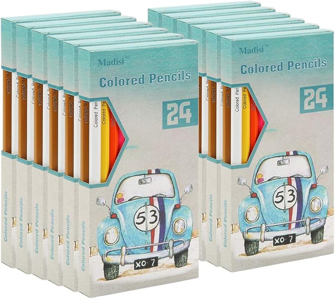 Madisi Colored Pencils Bulk - Pre-Sharpened - 12 Packs of 24-Count - 288 Colored Pencils for Kids