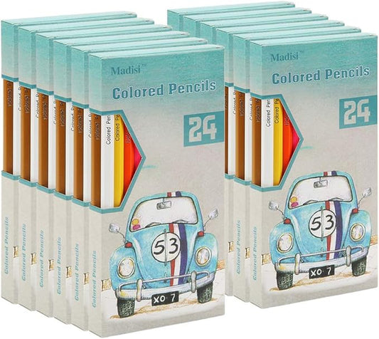 Madisi Colored Pencils Bulk - Pre-Sharpened - 12 Packs of 24-Count - 288 Colored Pencils for Kids
