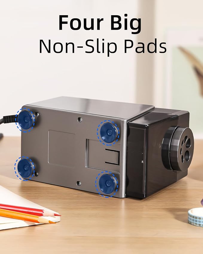 ZMOL Electric Pencil Sharpener for Classroom, Heavy Duty，6 Holes, Stronger Helical Blade, Auto Stop, Plug in, Suitable for 6-12mm No.2/Colored Pencils, Teachers,School & Home Silver US Plug Only