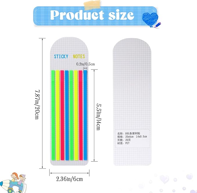 640Pcs Highlighter Tape Highlighter Stripe, Long Page Tabs, Transparent Sticky Page Markers Tabs, Colorful Page Markers Sticky, Index Tabs, Book Tabs for Annotating Books, Page Tape for Index Note