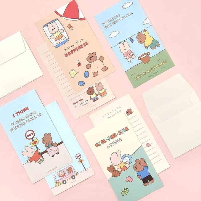 Monolike Happy and Lucky Littles Series.2 Mini Letter Paper and Envelopes Set - 8Type, 32 Letter Paper + 16 Envelopes…