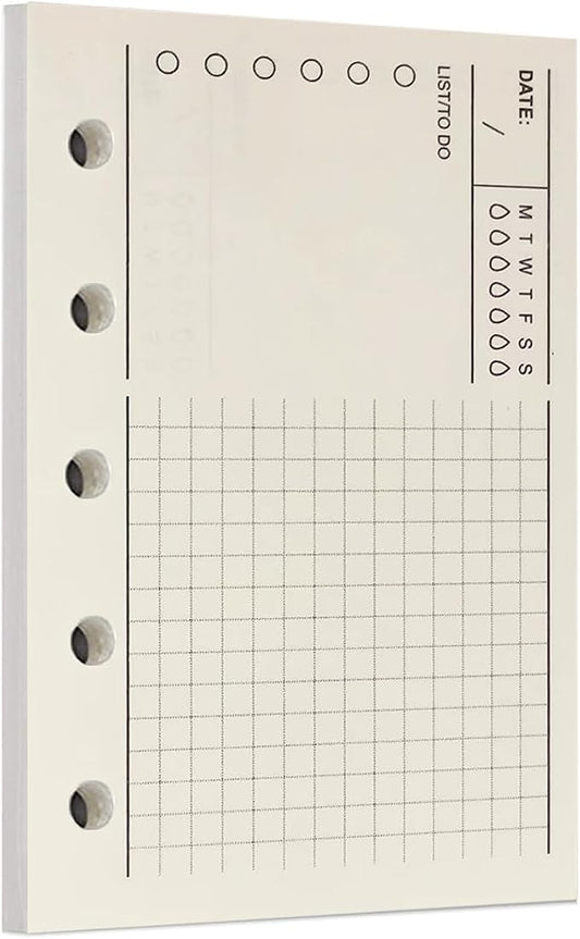Zelten 1 Pack A8 40 Sheets/80 Pages Favorites Loose Leaf Punched Paper Refills Paper for 5 Hole Binder Personal Organizer Diary Notebook Refillable Planner
