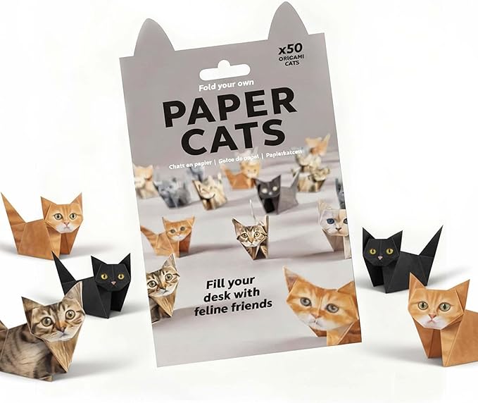 DIY Paper Cats - 50 Sheets DIY Origami Paper to Fold Cute Cat Figures, Fun Creative Art Project, Fun Craft Activity for Adults & teens，Desk Decor and Gift for Pet Lovers (Cat)