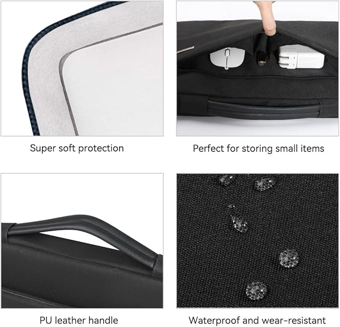 LANDICI 360°Laptop Sleeve Case 14 15 Inch Compatible with MacBook Air 15 M2/M3/M4 2022-2025, MacBook Pro 15, Hp chromebook 14, Waterproof Computer Bag Cover with Handle, Black