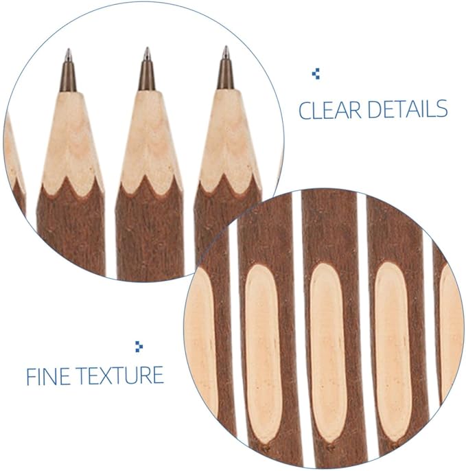 Natural Wood Ballpoint Pens 13cm, Eco-friendly Biodegradable Tree Bark Pens, Lightweight Portable Multi-function Writing Set of 10 for Daily Office and School Use