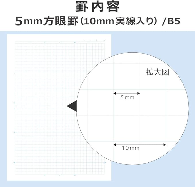 KOKUYO Campus Notebook, Easy Erasing, Semi-B5, 5mm(0.2in) Grid Ruled, 0.4 inch (10 mm) Solid Line, 30 Sheets, Pack of 5, Blue Colors, Japan Import (NO-30S10-5X5B)