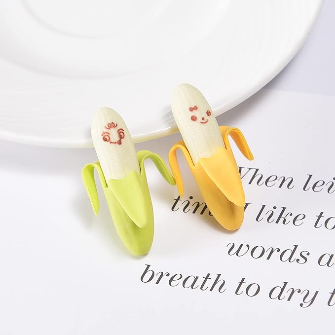 Mini Banana Erasers for Kids Bulk, 32 Pcs Small Cute Fruit Food Erasers for Home Classroom Reward Farty Favor
