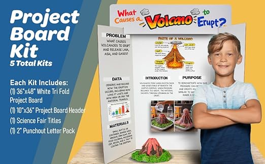 Flipside Products 36" x 48" Project Board Kit, 5 Pack, School Presentation Display Board and Supplies, Trifold Kits, Letters, Titles, Header Display, Presentation, All in One