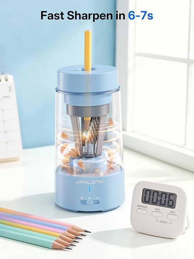 JARLINK Fully Automatic Rechargeable Electric Pencil Sharpener
